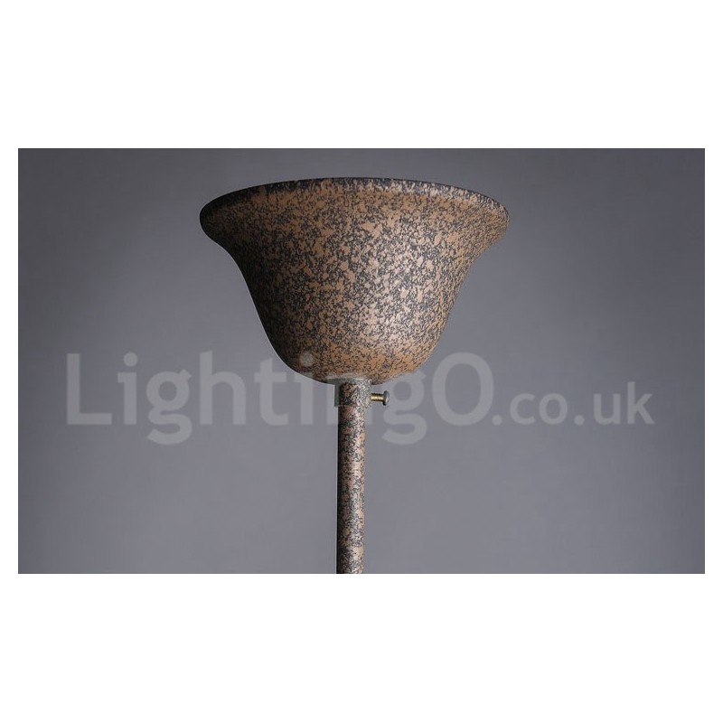 Lámpara colgante de metal con 6 luces, diámetro de 60 cm, estilo vintage, con pintura de cristal, color hierro oxidado.