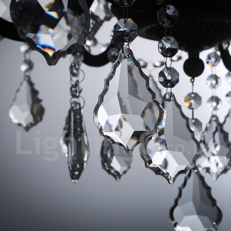 Lámpara colgante de metal con 6 luces, diámetro de 60 cm, estilo vintage, con pintura de cristal, color hierro oxidado.