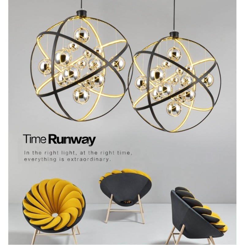 Lámpara colgante vintage de globo, color óxido, diámetro 50 cm, 80 cm.