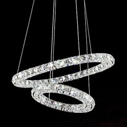 Lámpara colgante de cristal moderna de 2 anillos y tres lados, de cristal K9, para interiores, lámparas de techo.