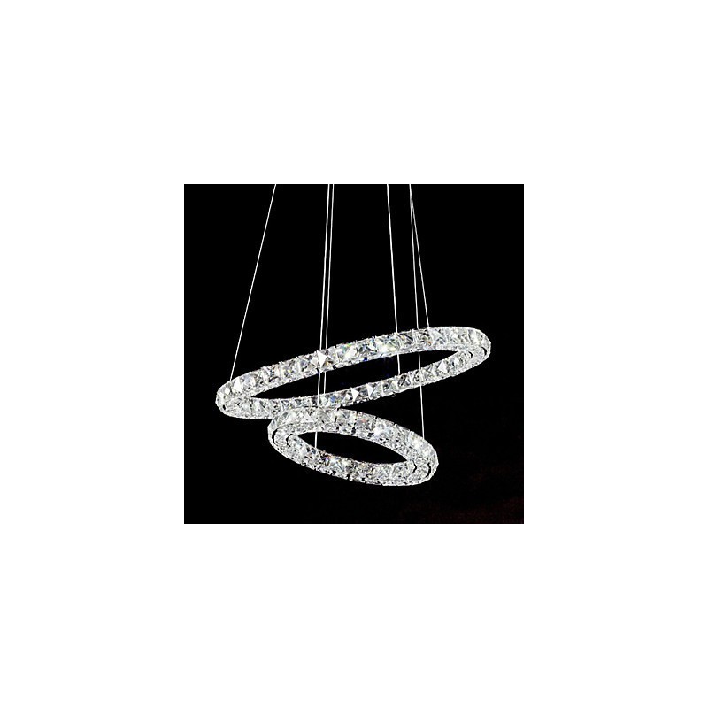 Lámpara colgante de cristal moderna de 2 anillos y tres lados, de cristal K9, para interiores, lámparas de techo.