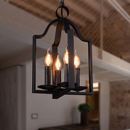 Lámpara colgante de hierro con 4 luces, estilo minimalista vintage