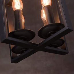Lámpara colgante de hierro con 4 luces, estilo minimalista vintage