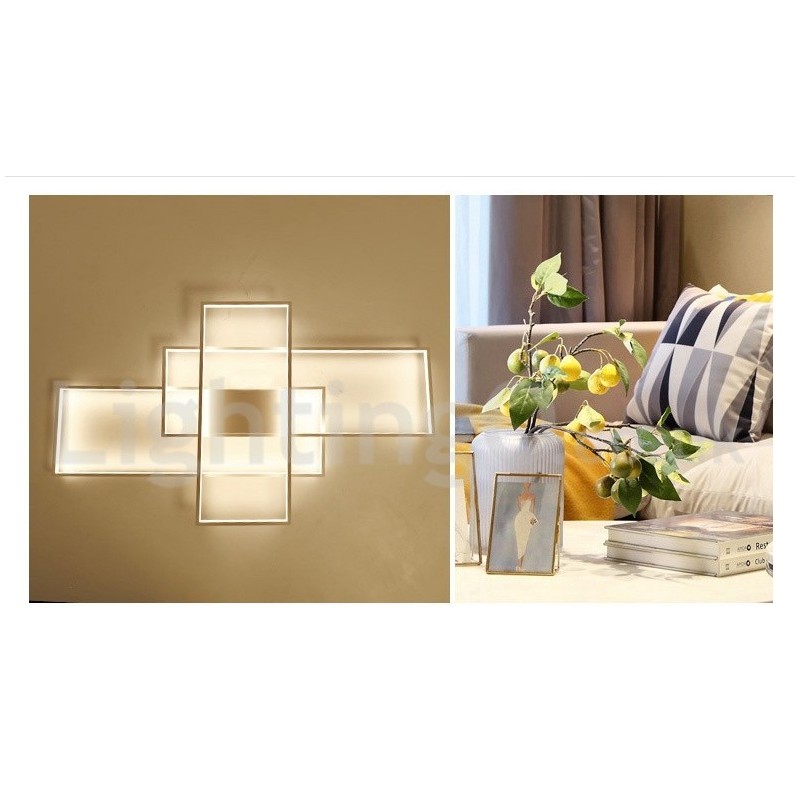 Lámpara de techo moderna y contemporánea de aluminio con pintura, lámpara de pared empotrada con regulador de intensidad remoto para sala de estar y dormitorio. También se puede usar como lámpara de pared.