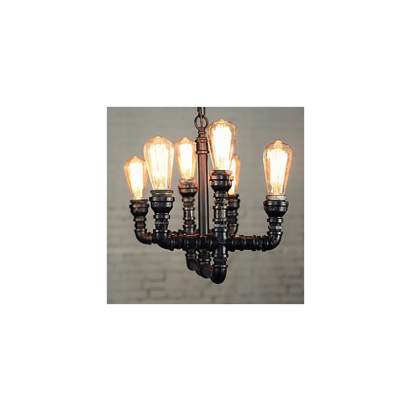 Lámpara de araña estilo mini rústico estilo cabaña retro de metal
