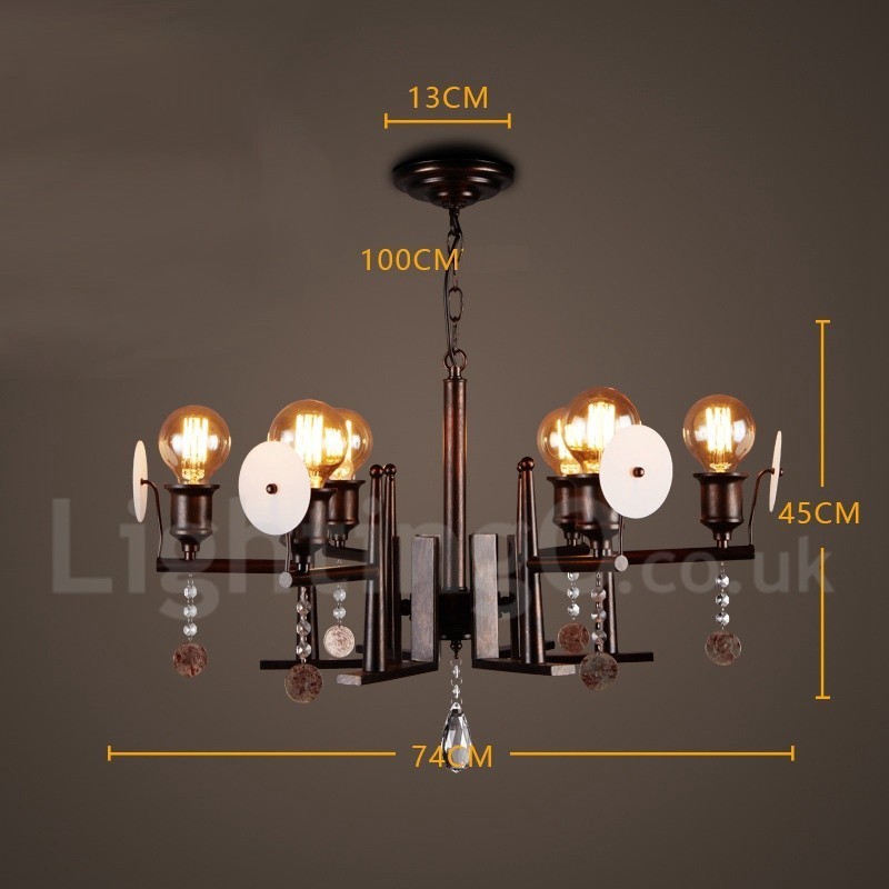 Lámpara colgante de cristal acrílico de acero de estilo industrial para tienda.
