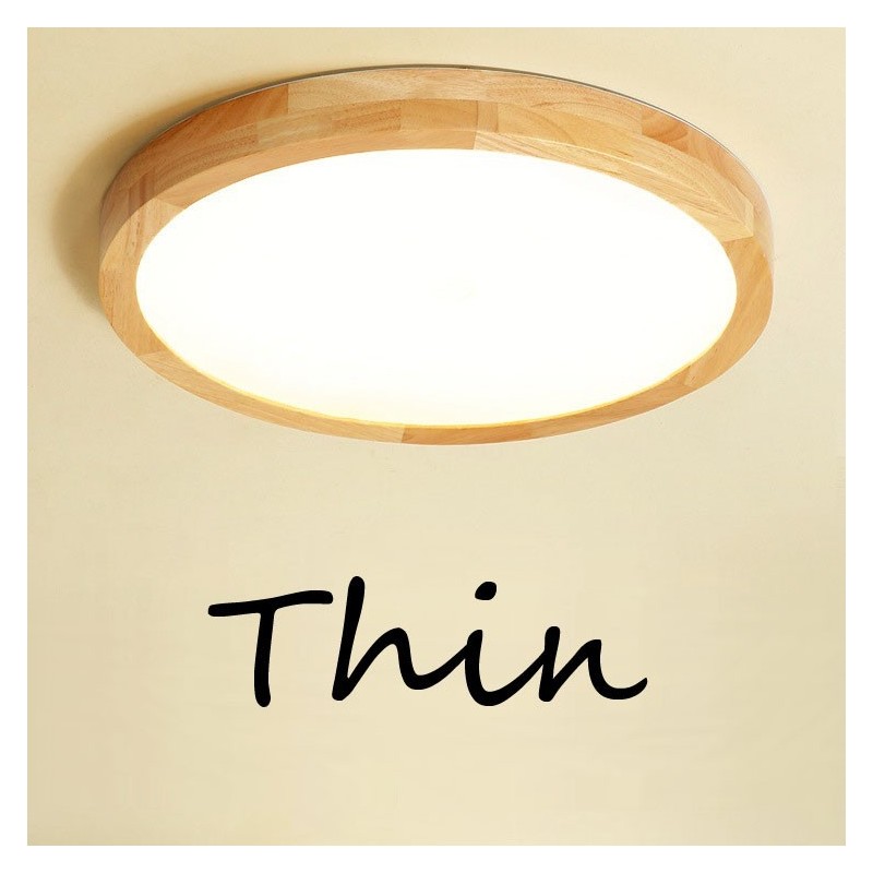 Lámpara de techo de madera redonda ultrafina Lámpara de techo de madera maciza acrílica Luces nórdicas