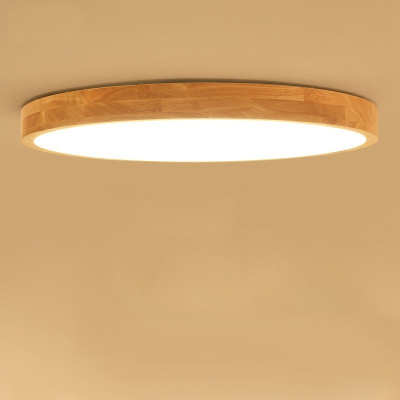 Lámpara de techo de madera redonda ultrafina Lámpara de techo de madera maciza acrílica Luces nórdicas