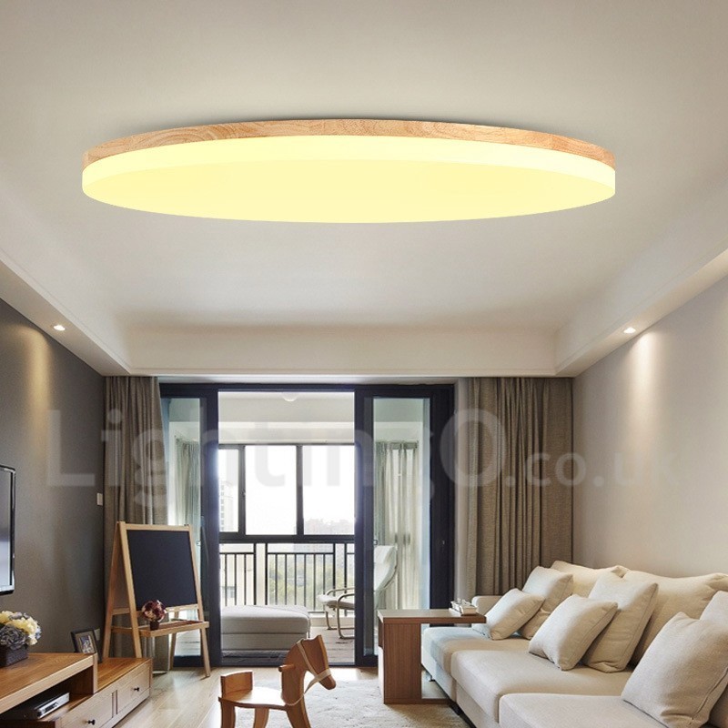 Lámpara de techo redonda nórdica, lámpara de madera maciza moderna y sencilla, lámpara de techo ultrafina