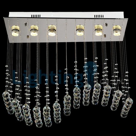 Lámpara de araña contemporánea moderna con montaje empotrado, lámpara colgante con forma de gota de lluvia de cristal Lámpara de araña contemporánea moderna con montaje empotrado, lámpara colgante con forma de gota de lluvia de cristal