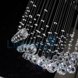 Lámpara de araña contemporánea moderna con montaje empotrado, lámpara colgante con forma de gota de lluvia de cristal
