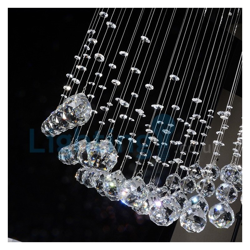 Lámpara de araña contemporánea moderna con montaje empotrado, lámpara colgante con forma de gota de lluvia de cristal