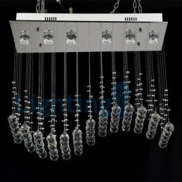 Lámpara de araña contemporánea moderna con montaje empotrado, lámpara colgante con forma de gota de lluvia de cristal