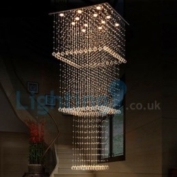Lámpara de araña contemporánea moderna con montaje empotrado, lámpara colgante con forma de gota de lluvia de cristal