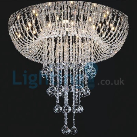 Lámpara de araña contemporánea moderna con montaje empotrado, lámpara colgante con forma de gota de lluvia de cristal Lámpara de araña contemporánea moderna con montaje empotrado, lámpara colgante con forma de gota de lluvia de cristal