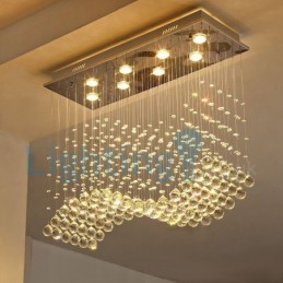 Lámpara de araña contemporánea moderna con montaje empotrado, lámpara colgante con forma de gota de lluvia de cristal