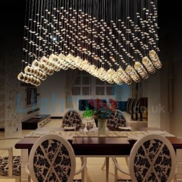 Lámpara de araña contemporánea moderna con montaje empotrado, lámpara colgante con forma de gota de lluvia de cristal