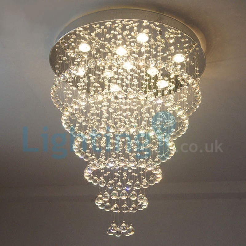 Lámpara colgante empotrada moderna y contemporánea con forma de gota de lluvia de cristal