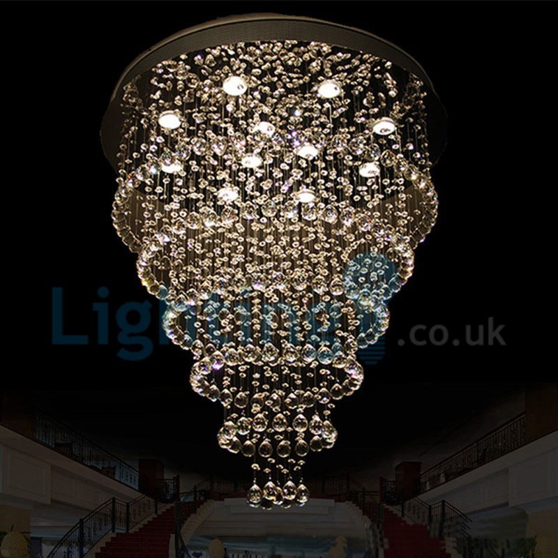 Lámpara colgante empotrada moderna y contemporánea con forma de gota de lluvia de cristal