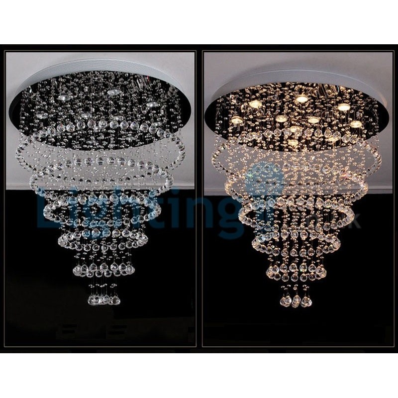 Lámpara colgante empotrada moderna y contemporánea con forma de gota de lluvia de cristal