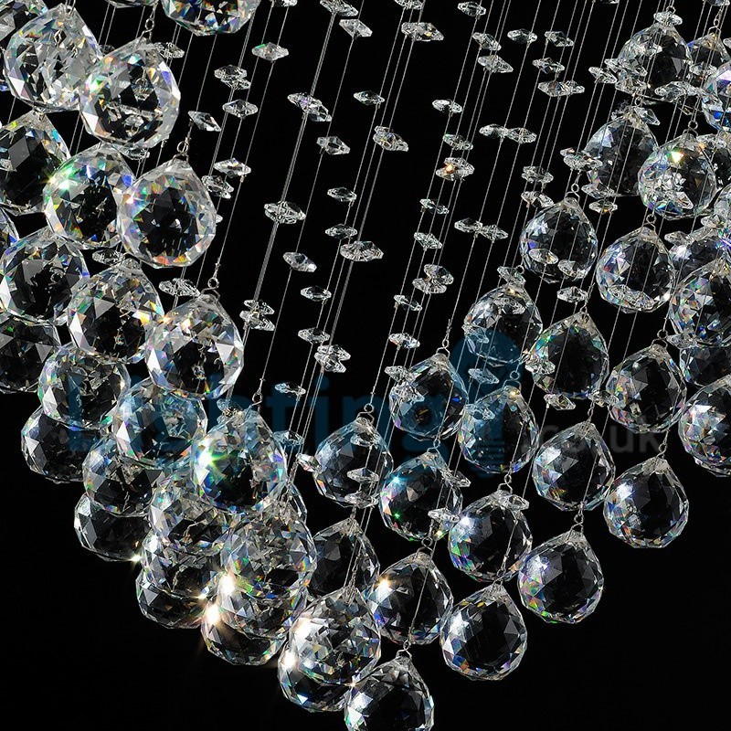 Lámpara de araña contemporánea moderna con montaje empotrado, lámpara colgante con forma de gota de lluvia de cristal