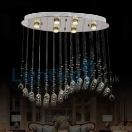 Lámpara colgante empotrada moderna y contemporánea con forma de gota de lluvia de cristal