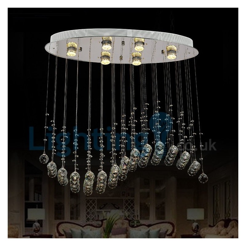 Lámpara colgante empotrada moderna y contemporánea con forma de gota de lluvia de cristal