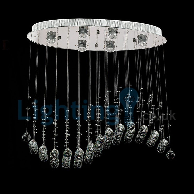 Lámpara colgante empotrada moderna y contemporánea con forma de gota de lluvia de cristal