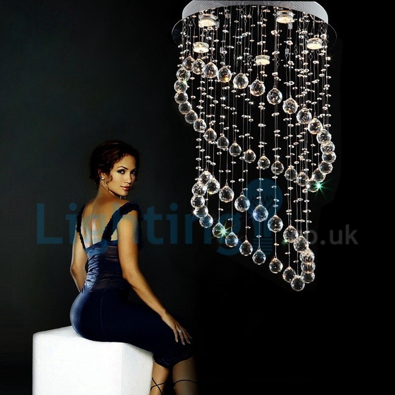 Lámpara colgante empotrada moderna y contemporánea con forma de gota de lluvia de cristal