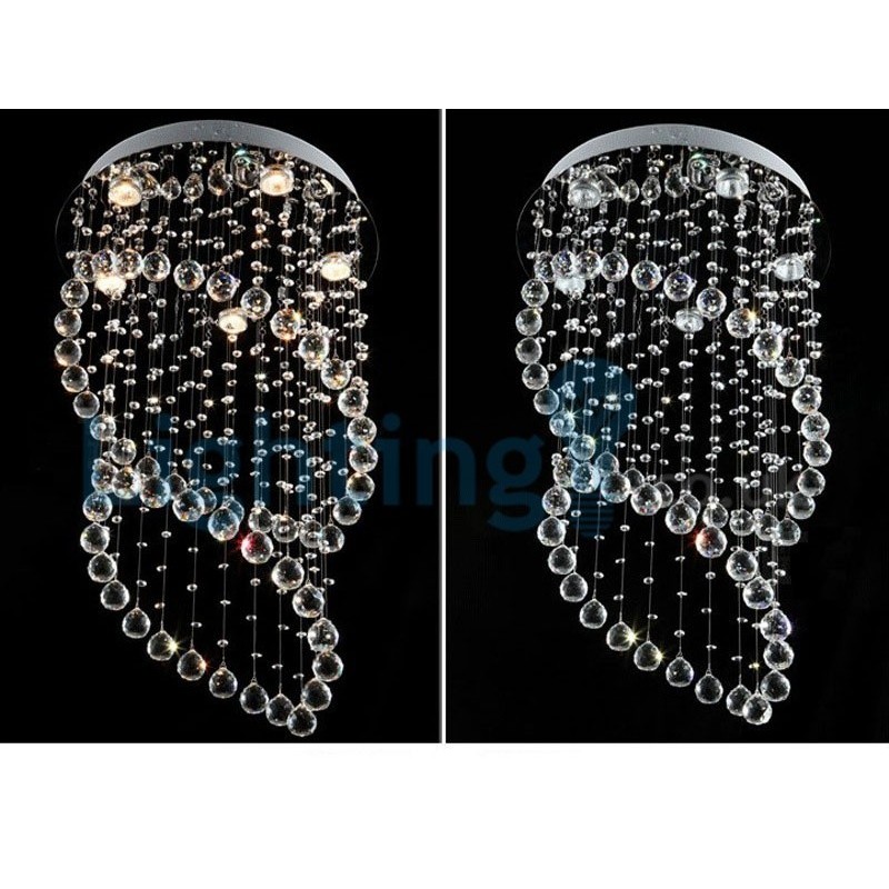 Lámpara colgante empotrada moderna y contemporánea con forma de gota de lluvia de cristal