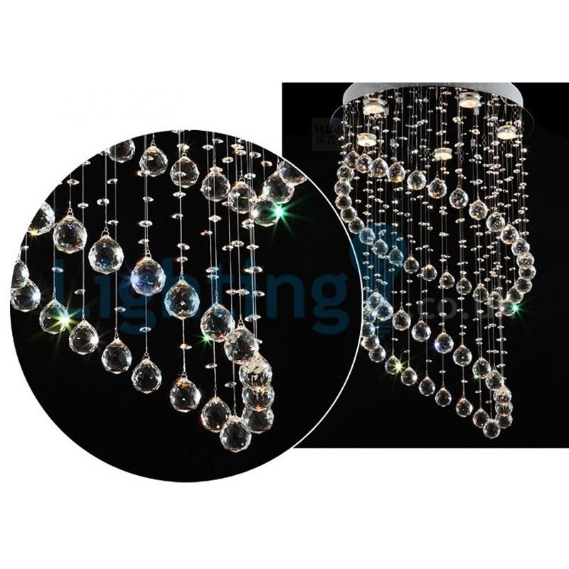 Lámpara colgante empotrada moderna y contemporánea con forma de gota de lluvia de cristal