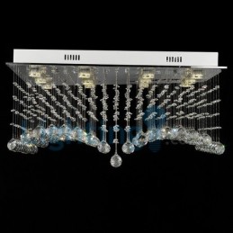 Lámpara de araña contemporánea moderna con montaje empotrado, lámpara colgante con forma de gota de lluvia de cristal