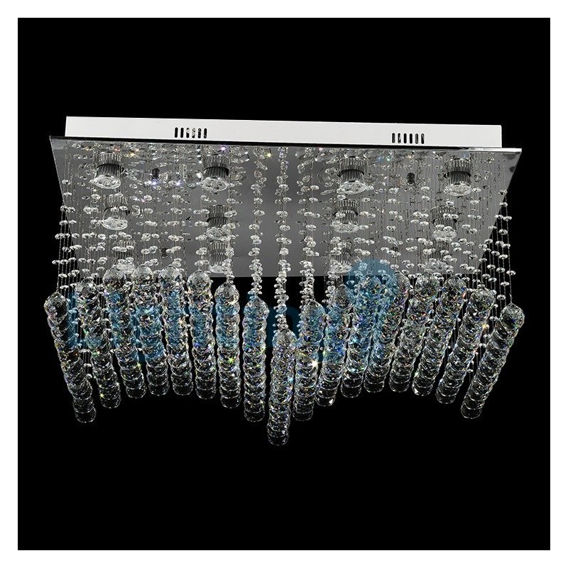 Lámpara de araña contemporánea moderna con montaje empotrado, lámpara colgante con forma de gota de lluvia de cristal
