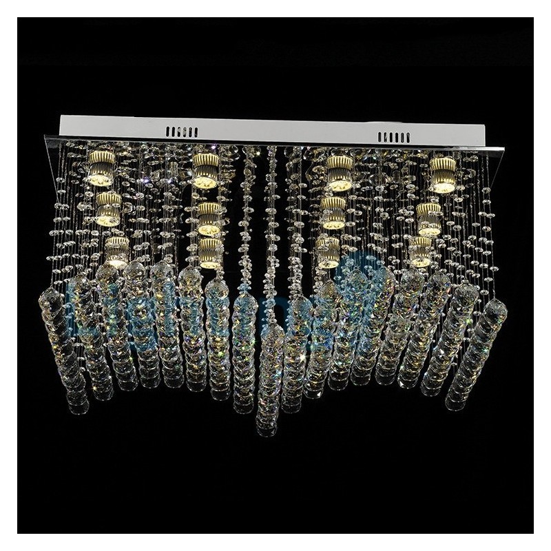 Lámpara de araña contemporánea moderna con montaje empotrado, lámpara colgante con forma de gota de lluvia de cristal
