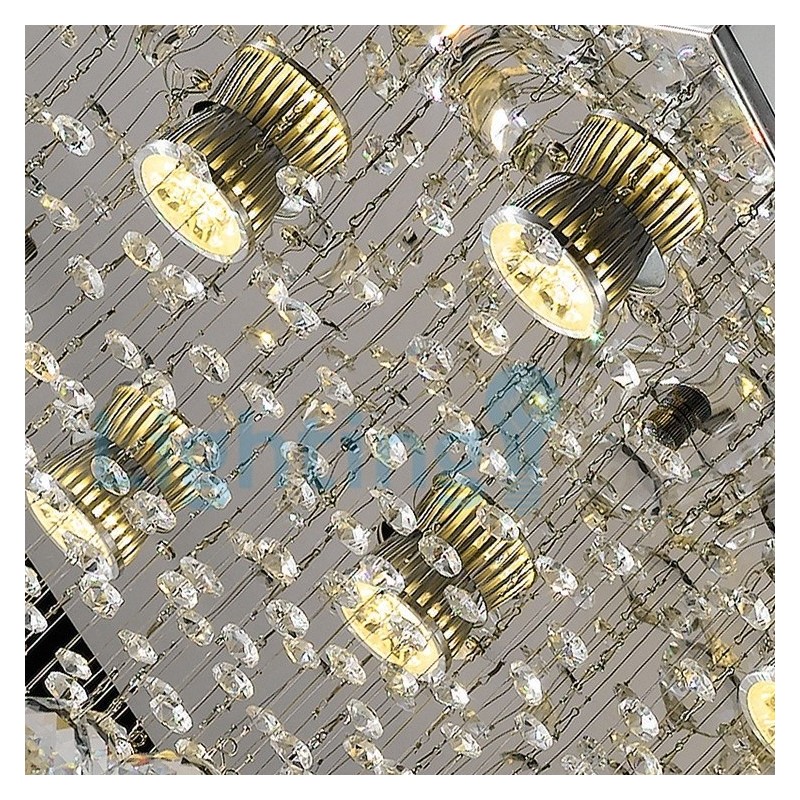 Lámpara de araña contemporánea moderna con montaje empotrado, lámpara colgante con forma de gota de lluvia de cristal