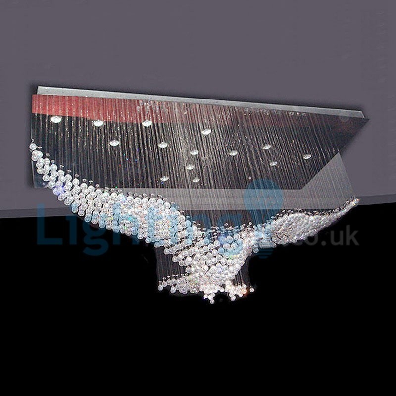 Lámpara de araña contemporánea moderna con montaje empotrado, lámpara colgante con forma de gota de lluvia de cristal