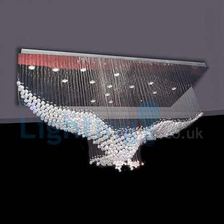 Lámpara de araña contemporánea moderna con montaje empotrado, lámpara colgante con forma de gota de lluvia de cristal Lámpara de araña contemporánea moderna con montaje empotrado, lámpara colgante con forma de gota de lluvia de cristal