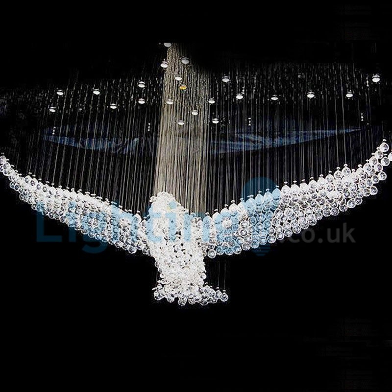 Lámpara de araña contemporánea moderna con montaje empotrado, lámpara colgante con forma de gota de lluvia de cristal