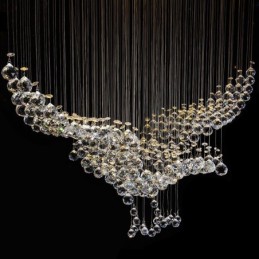 Lámpara de araña contemporánea moderna con montaje empotrado, lámpara colgante con forma de gota de lluvia de cristal