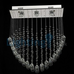 Lámpara de araña contemporánea moderna con montaje empotrado, lámpara colgante con forma de gota de lluvia de cristal