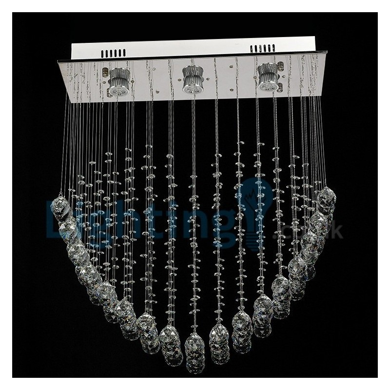 Lámpara de araña contemporánea moderna con montaje empotrado, lámpara colgante con forma de gota de lluvia de cristal