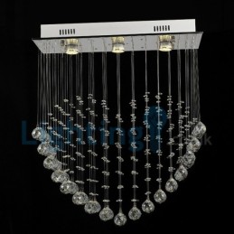 Lámpara de araña contemporánea moderna con montaje empotrado, lámpara colgante con forma de gota de lluvia de cristal