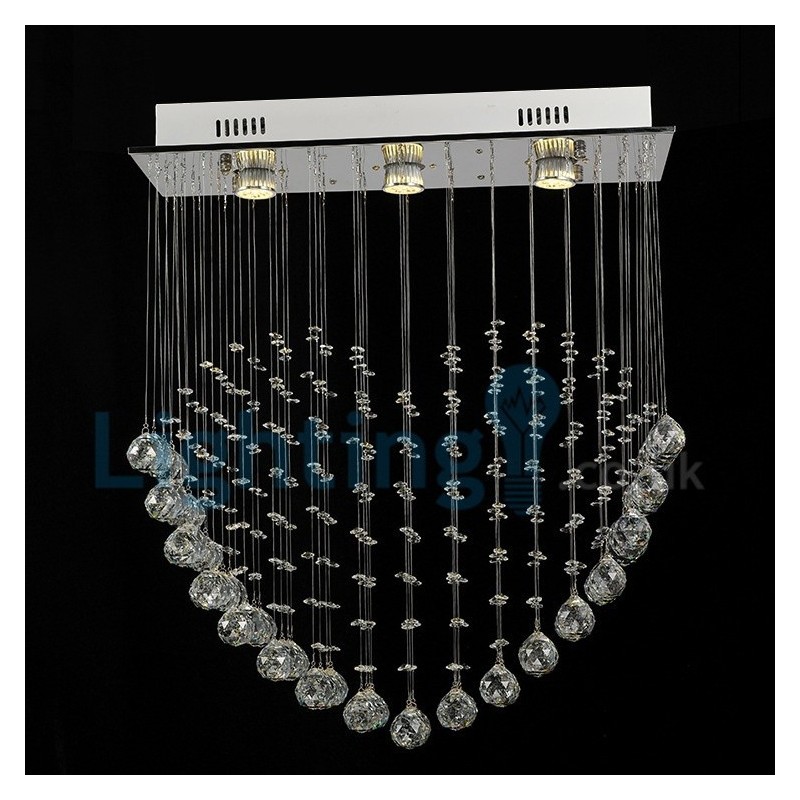 Lámpara de araña contemporánea moderna con montaje empotrado, lámpara colgante con forma de gota de lluvia de cristal