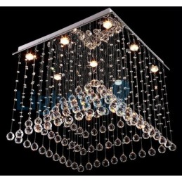 Lámpara de araña contemporánea moderna con montaje empotrado, lámpara colgante con forma de gota de lluvia de cristal