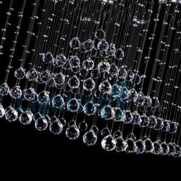 Lámpara de araña contemporánea moderna con montaje empotrado, lámpara colgante con forma de gota de lluvia de cristal