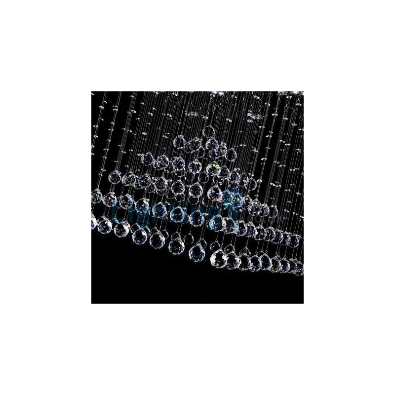 Lámpara de araña contemporánea moderna con montaje empotrado, lámpara colgante con forma de gota de lluvia de cristal