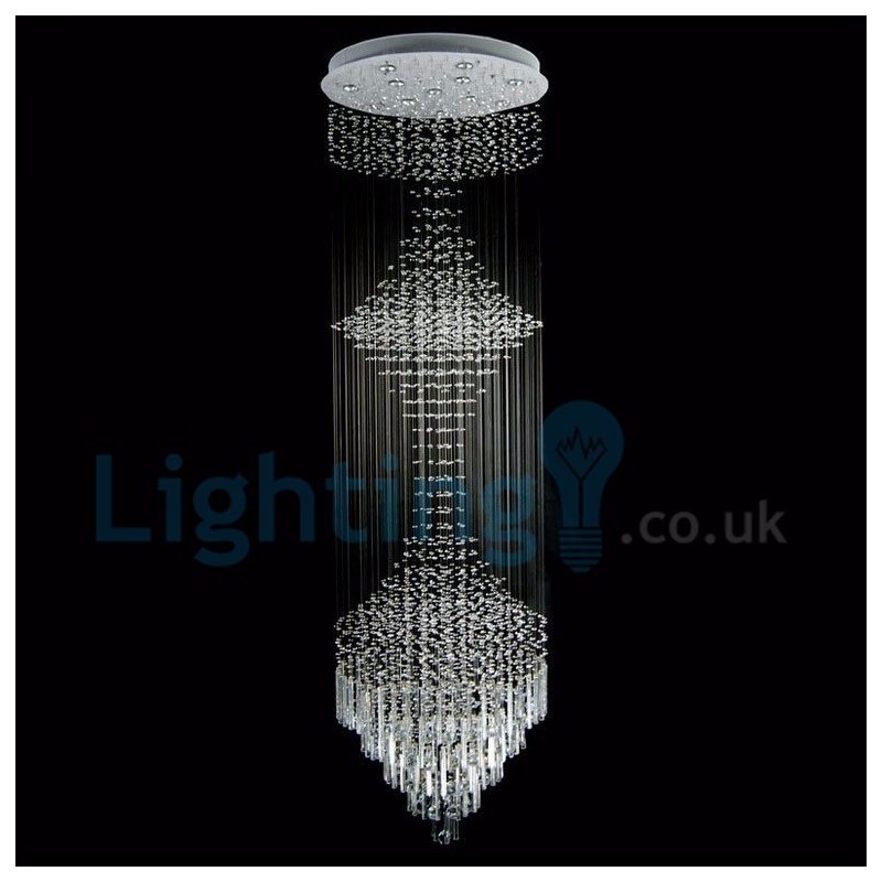 Lámpara de araña contemporánea moderna con montaje empotrado, lámpara colgante con forma de gota de lluvia de cristal