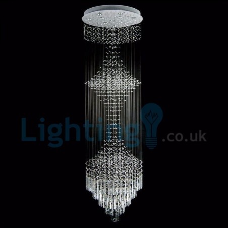 Lámpara de araña contemporánea moderna con montaje empotrado, lámpara colgante con forma de gota de lluvia de cristal Lámpara de araña contemporánea moderna con montaje empotrado, lámpara colgante con forma de gota de lluvia de cristal