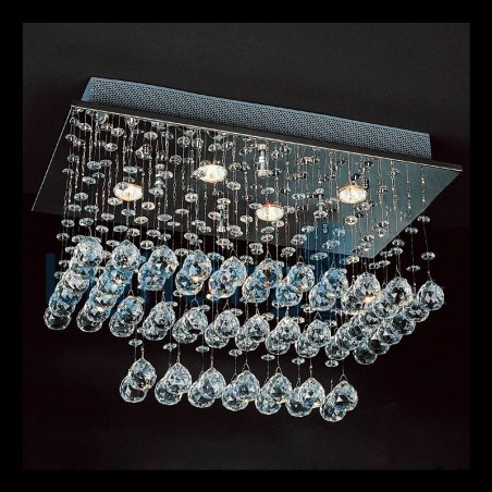Lámpara de araña contemporánea moderna con montaje empotrado, lámpara colgante con forma de gota de lluvia de cristal Lámpara de araña contemporánea moderna con montaje empotrado, lámpara colgante con forma de gota de lluvia de cristal