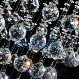 Lámpara de araña contemporánea moderna con montaje empotrado, lámpara colgante con forma de gota de lluvia de cristal